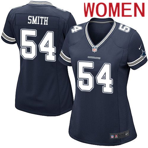 Women Dallas Cowboys #54 Jaylon Smith Nike Navy Game Team NFL Jersey->women nfl jersey->Women Jersey